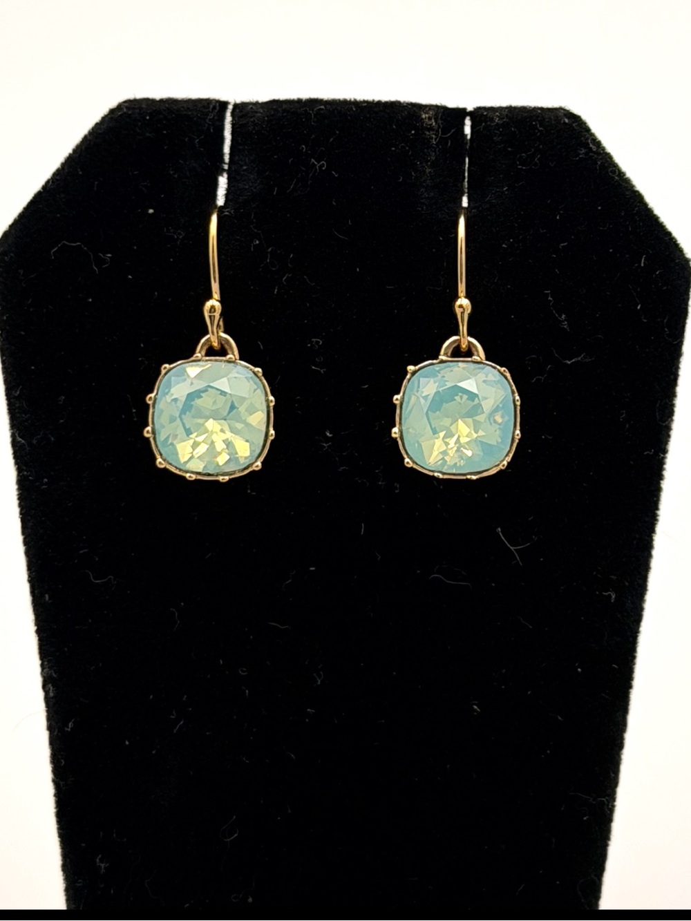 Coach Gold-Trim Aqua Crystal Drop Earrings - 3036 - Picture 4 of 5